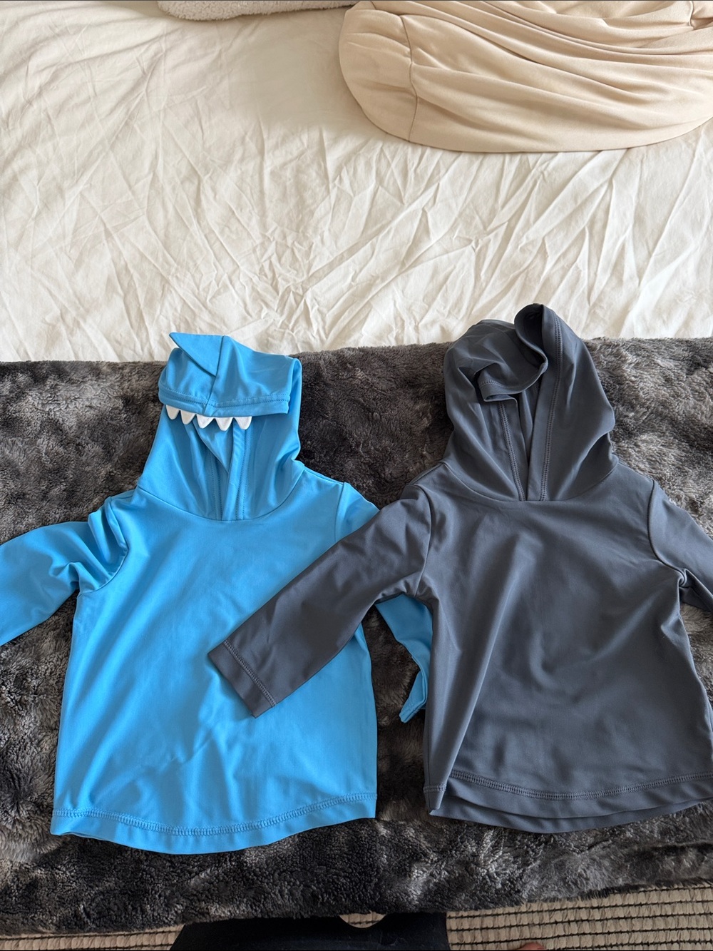 Set of 2 Kids' Shark Hooded Swim Top Rashguard